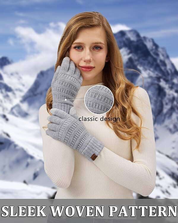 REACH STAR 2 Pairs Winter Gloves for Women, Touch Screen Warm Knit Thermal Gloves for Cold Weather Gifts - Image 4