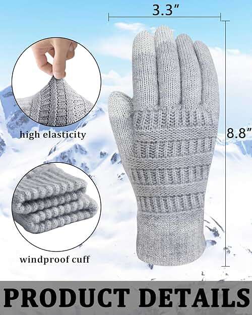 REACH STAR 2 Pairs Winter Gloves for Women, Touch Screen Warm Knit Thermal Gloves for Cold Weather Gifts - Image 5