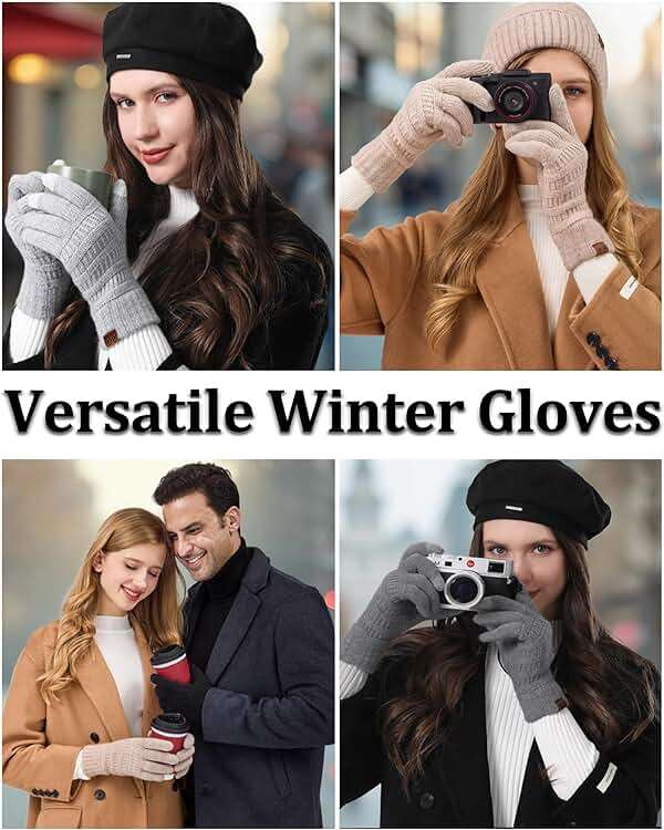 REACH STAR 2 Pairs Winter Gloves for Women, Touch Screen Warm Knit Thermal Gloves for Cold Weather Gifts - Image 6