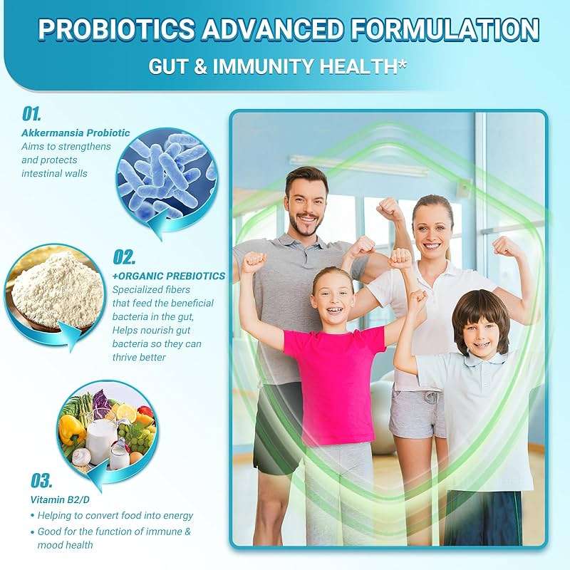 Niuloer Akkermansia Probiotic, Probiotics for Women & Men - 10 Billion AFUs + Organic Prebiotics, Digestive, Gut, Immune & Overall Health, Enhances Gut Digestive Lining Function (60 Capsules, 1-Pack) - Image 4