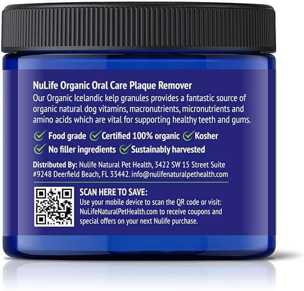 NuLife Natural Pet Health Dog Teeth Cleaning Powder, Dog Plaque and Tartar Remover, Bad Breath Treatment for Dogs with USDA Organic Sea Kelp Powder, Dog Dental Care Made Easy, for All Ages, 12 oz - Image 9