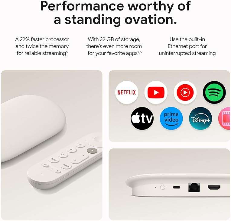 Google TV Streamer 4K - Fast Streaming Entertainment on Your TV with Voice Search Remote - Watch Movies, Shows, Live TV, and Netflix in 4K HDR - Smart Home Control - 32 GB of Storage - Porcelain - Image 5