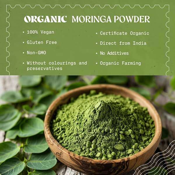 NaturaleBio Moringa Organic Powder – Premium Quality – 8 oz. Bio, Natural, and Pure. Moringa Powder Organic from Oleifera Plant for Tiredness, Immune System, Muscle Function, Fatigue - Image 2
