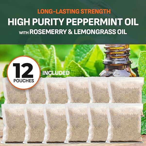 12 Pack Natural Rodent Repellent Pouches – Peppermint, Cedarwood & Clove Mouse & Rat Repellent for Home, Garage, Car, RV, Basement & Attic – Long Lasting Pest Control Safe for People & Pets - Image 5