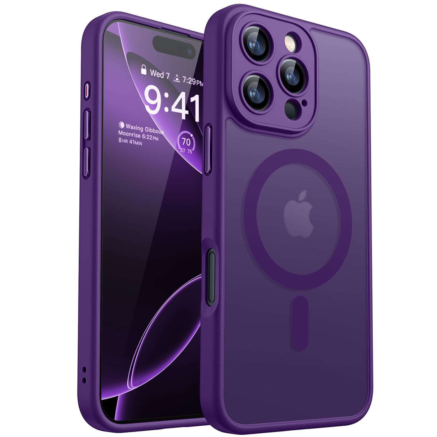 CANSHN Magnetic Compatible with iPhone 16 Pro Max Case, Upgraded [Full Camera Protection] [Compatible with Magsafe] [Translucent Matte] Shockproof Protective Phone Case Cover 6.9 Inch - Deep Purple - Image 1