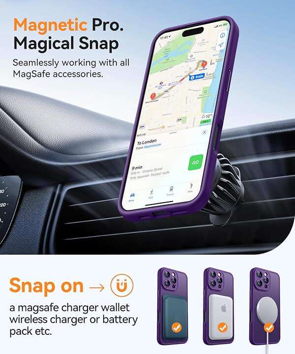 CANSHN Magnetic Compatible with iPhone 16 Pro Max Case, Upgraded [Full Camera Protection] [Compatible with Magsafe] [Translucent Matte] Shockproof Protective Phone Case Cover 6.9 Inch - Deep Purple - Image 4