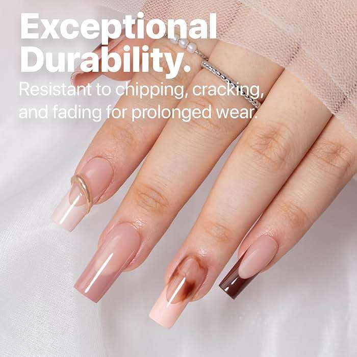 SXC Cosmetics French Tip Press On Nails - Skin Tone Nude and Color Series, Medium Square X-Pro Tips Starter Kit ST117KIT - Image 6