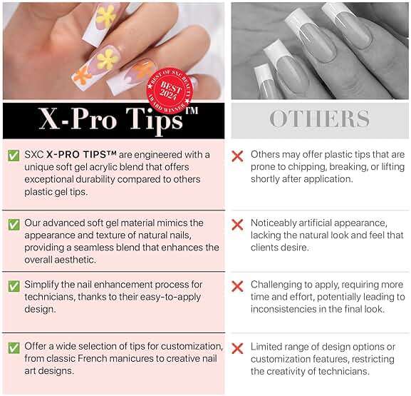 SXC Cosmetics French Tip Press On Nails - Skin Tone Nude and Color Series, Medium Square X-Pro Tips Starter Kit ST117KIT - Image 8