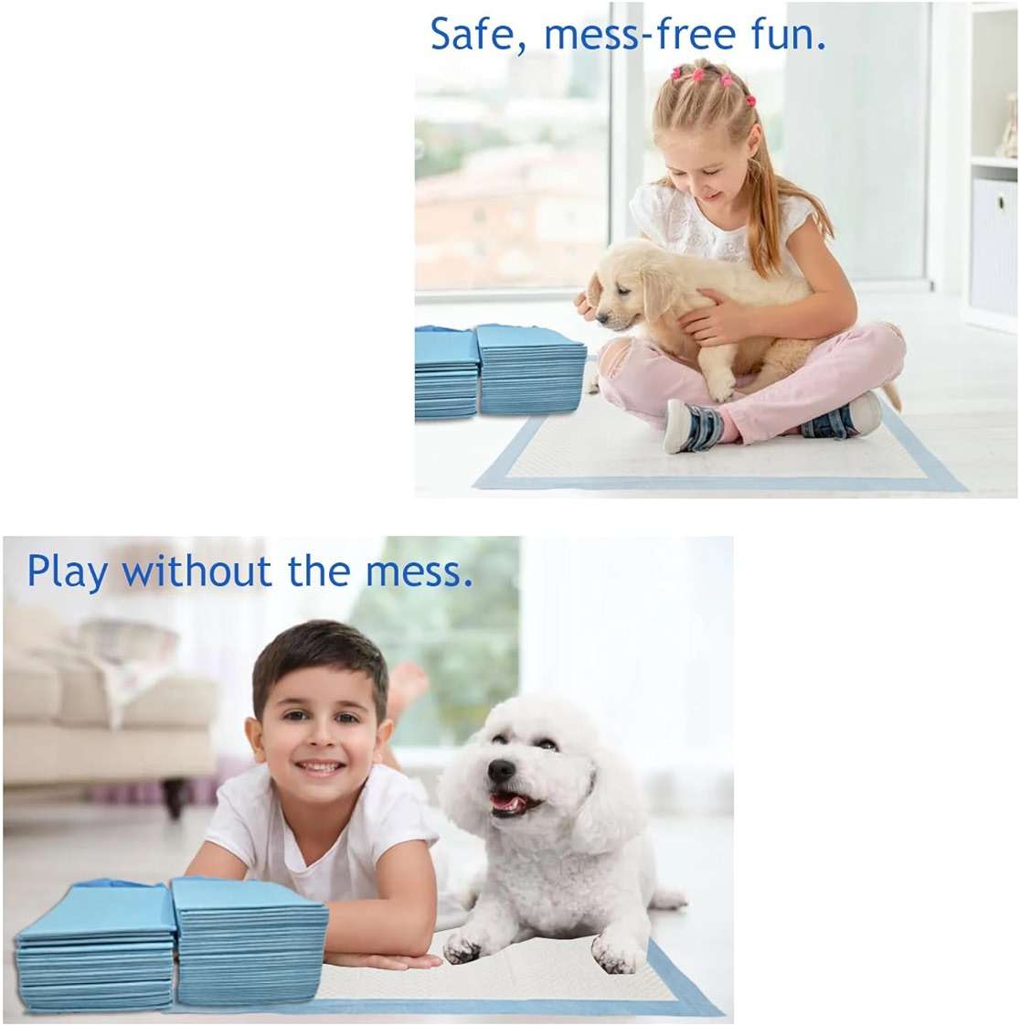 3Q Puppy Pee Pads, 22 x 22 Inch Leak-Proof Pet Potty Training Pads for Dogs, Quick Absorb 6-Layer Design, Ideal for Puppies, Cats, Rabbits, and Guinea Pigs (Blue-50 Count) - Image 5