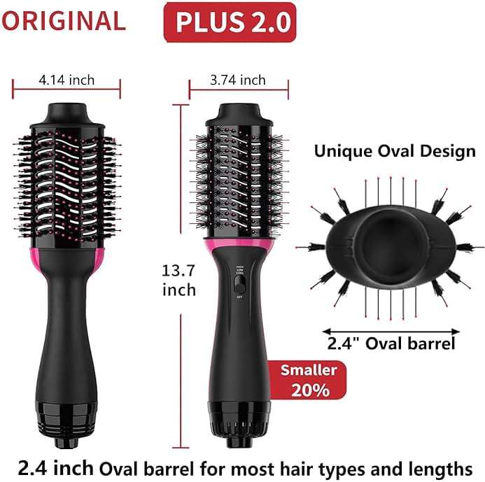 Dual Voltage Hair Dryer Brush for European Travel, Plus 2.0 Blow Dryer Brush with European Plug 110V-120V/220V-240V One Step Hair Dryer and Styler Volumizer with Negative Ion Anti-frizz Styling Brush - Image 3