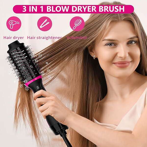 Dual Voltage Hair Dryer Brush for European Travel, Plus 2.0 Blow Dryer Brush with European Plug 110V-120V/220V-240V One Step Hair Dryer and Styler Volumizer with Negative Ion Anti-frizz Styling Brush - Image 4