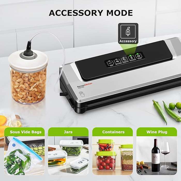 Bonsenkitchen Vacuum Sealer Machine | Compact Food Sealer for Kitchen Storage & Meal Prep | Multiple Modes​​ | External Vacuum System | 5 Bags, Silver​​ - Image 6
