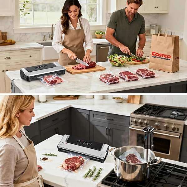 Bonsenkitchen Vacuum Sealer Machine | Compact Food Sealer for Kitchen Storage & Meal Prep | Multiple Modes​​ | External Vacuum System | 5 Bags, Silver​​ - Image 8