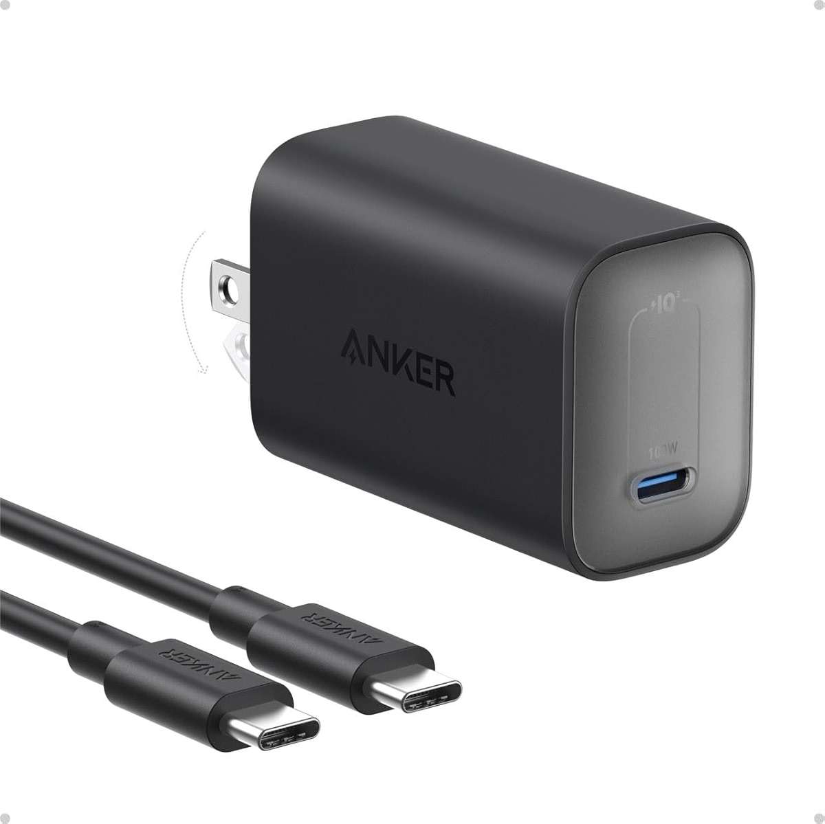 Anker Laptop Charger, 100W Foldable Type C Charger Fast Charging for MacBook, iPhone 17 Series, and All USB C Devices(6FT USB-C Cable Included, Compatible with MagSafe) - Image 1