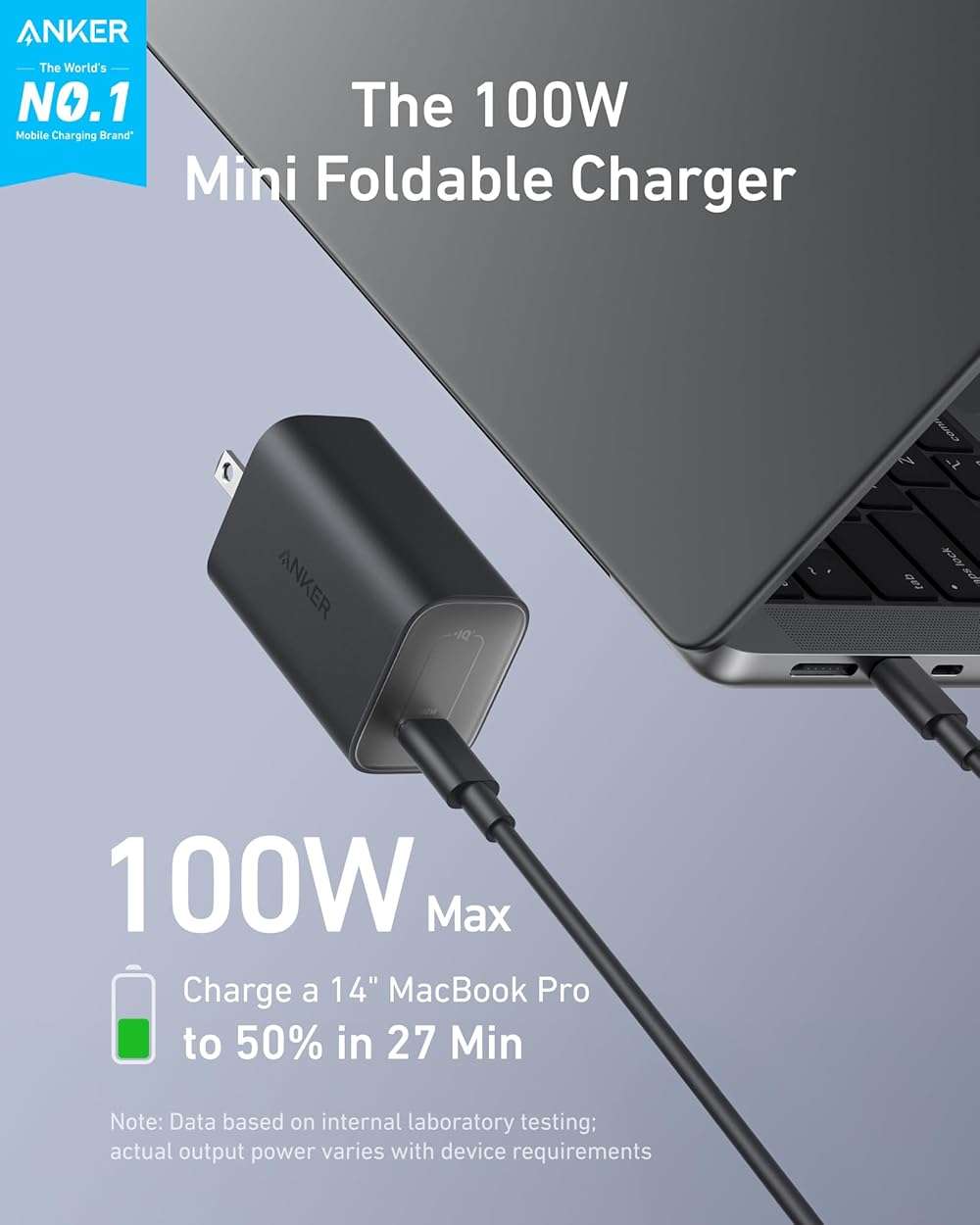 Anker Laptop Charger, 100W Foldable Type C Charger Fast Charging for MacBook, iPhone 17 Series, and All USB C Devices(6FT USB-C Cable Included, Compatible with MagSafe) - Image 2