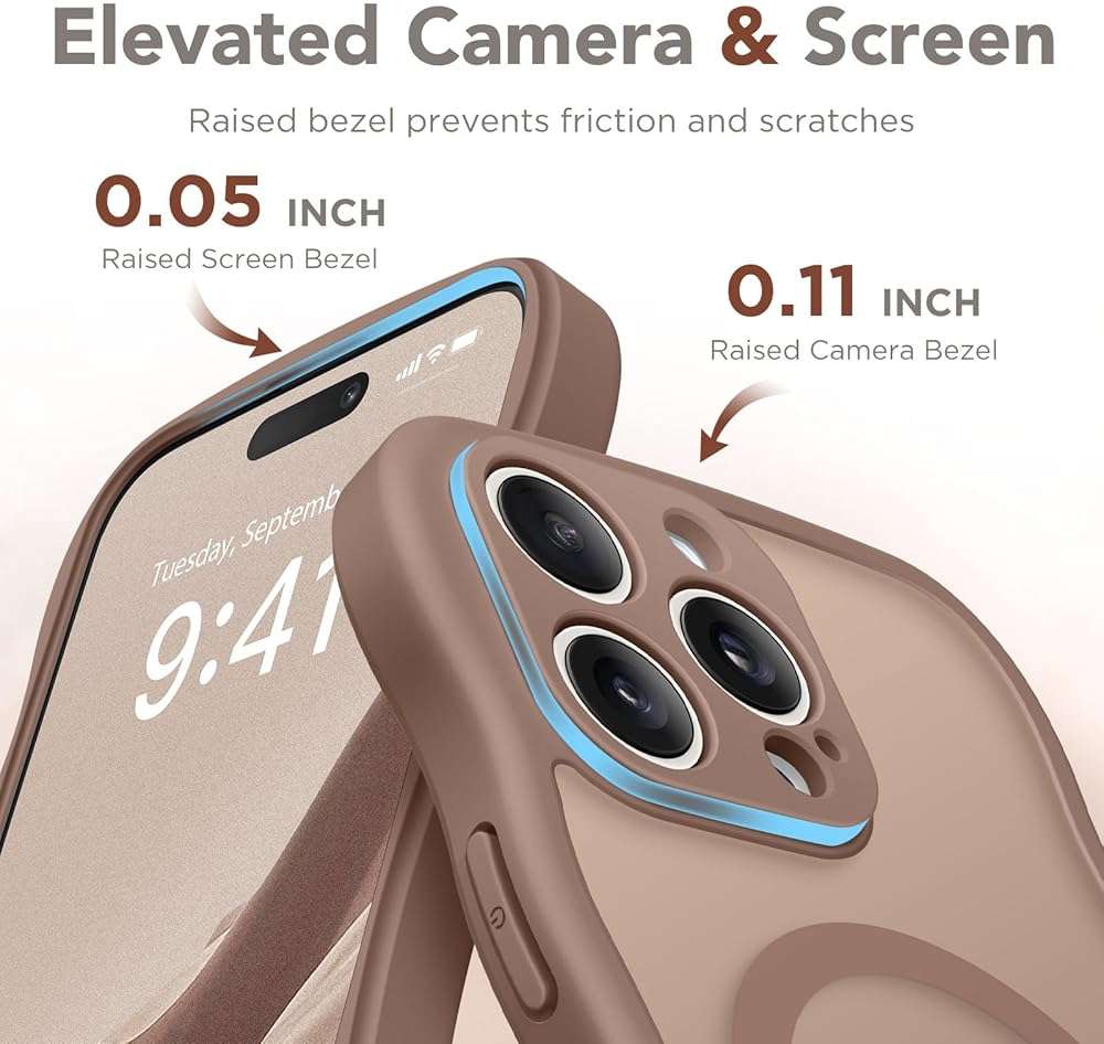 CAPRARO Cute for iPhone 15 Pro Max Case, Compatible with MagSafe, [Curly Wave Edge] [Full Camera Protection] [14 FT Drop Protection] Magnetic Phone Case for 15 Pro Max 6.7 Inch, Brown - Image 6