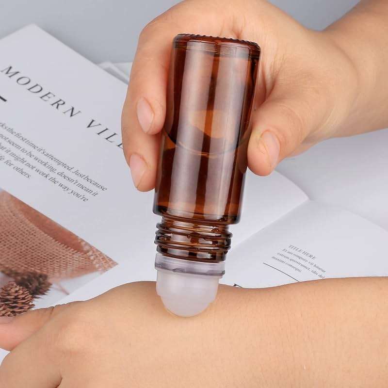 LNYMZD 2Pcs Brown 30ml Glass Essential Oil Roller Bottles Refillable Roll on Bottles Empty Deodorant Bottle Containers Rollerball Beauty and Personal Care Tools for Fragrance Cosmetics - Image 4
