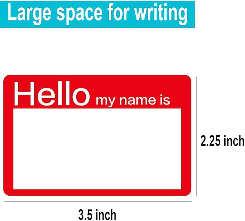 4 Colors (Hello My Name is) Name Tags Stickers 200 Labels for Office, Meeting, School, Teachers and Mailing - Image 3