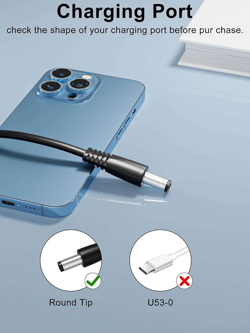 XWNV 18V Charger Compatible with Hypervolt Gun Power/Hyperice 2 pro Power/Hypervolt 2 Model 53200 038-00/Hypervolt Go 55000 001-00/Hypervolt Go 2 55200 001-00/Vyper 3/2/go Gun DC Power Cord - Image 2