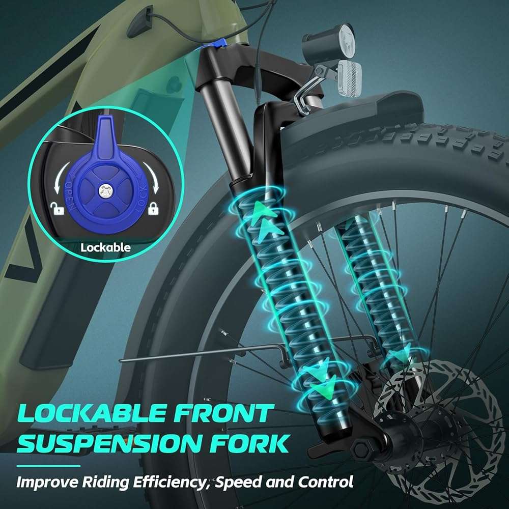 Vivi ACE01 Electric Bike for Adults,26" x 4.0 Fat Tire Ebike,1500W Peak Motor Torque Sensor Electric Mountain Bike, 25+ Top MPH Electric Bicycle with 48V 15AH Battery, Hydraulic Brake, SGS UL2849 - Image 8