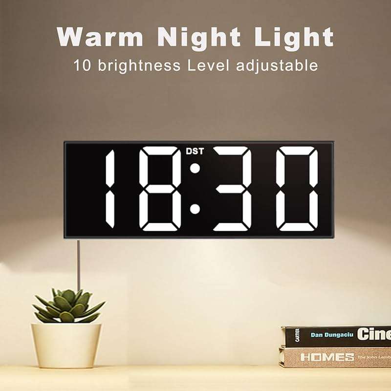 JALL 12" Large Digital Wall Clock, Big LED Number Dispaly, Remote Control, RGB Colors, DST, Night Light for Classroom Living Room Bedroom Birthday Gift for Senior, Men Women (Black, 12 inches) - Image 4