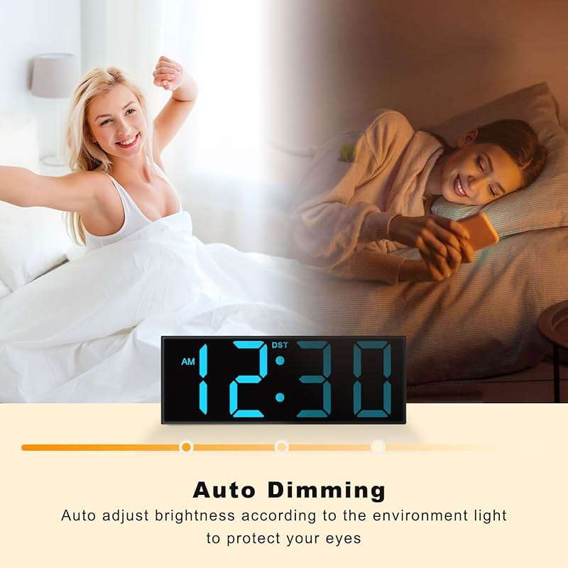 JALL 12" Large Digital Wall Clock, Big LED Number Dispaly, Remote Control, RGB Colors, DST, Night Light for Classroom Living Room Bedroom Birthday Gift for Senior, Men Women (Black, 12 inches) - Image 7