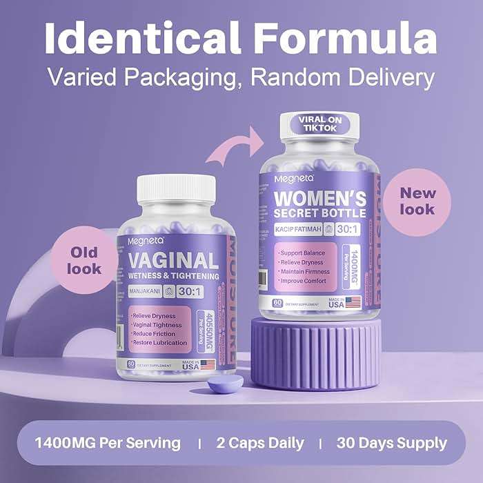 MEGNETA Vaginal Tightening Capsules for Women – Kacip Fatimah, Manjakani & Slippery Elm – Supports Feminine Firmness, Elasticity & Intimate Moisture – 60 Vegan Capsules - Image 4
