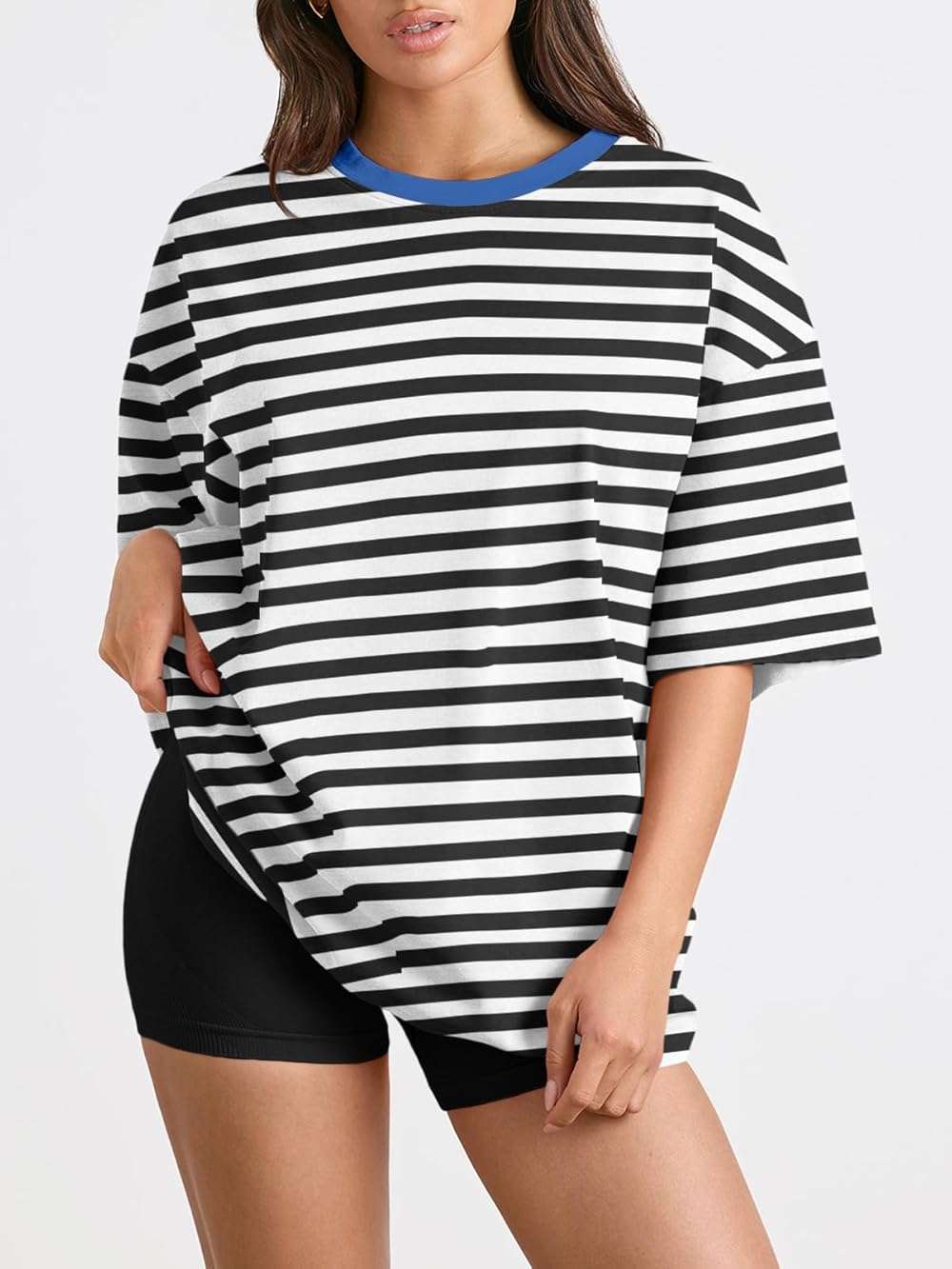 Trendy Queen Womens Oversized Summer T-Shirts Plus Size Short Sleeves Workout Tops - Image 2