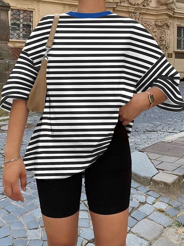Trendy Queen Womens Oversized Summer T-Shirts Plus Size Short Sleeves Workout Tops - Image 5