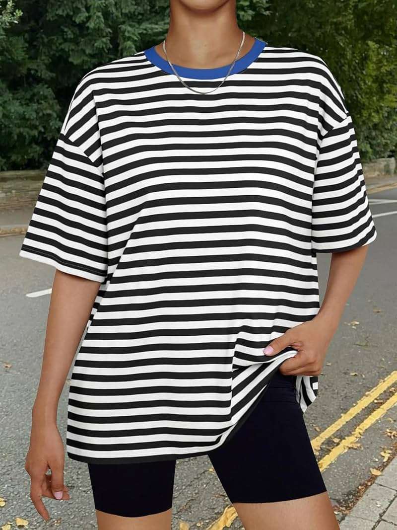 Trendy Queen Womens Oversized Summer T-Shirts Plus Size Short Sleeves Workout Tops - Image 6