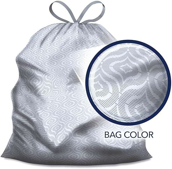 Color Scents Tall Kitchen Trash Bags -13 Gallon, 160 Total Bags (8 Packs of 20 Count), Drawstring - Silver bag in Simply Clean Scent with Microban - Image 3