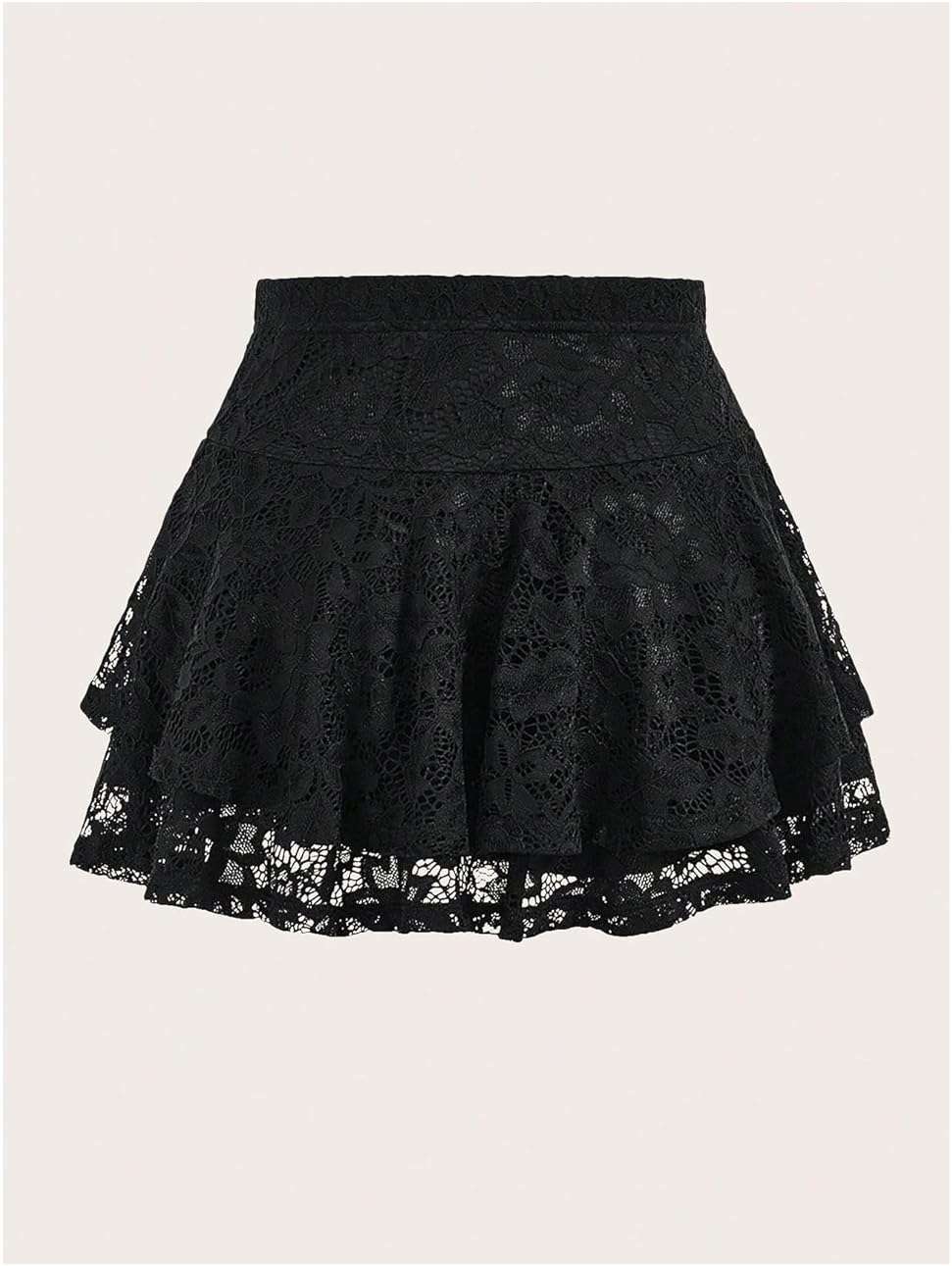 Verdusa Women's Plus Size Y2K Goth Floral Lace Ruffle Mini Skirts Gothic Clothes A Line Skirt Date Night Outfit - Image 2