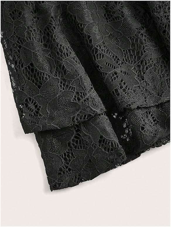 Verdusa Women's Plus Size Y2K Goth Floral Lace Ruffle Mini Skirts Gothic Clothes A Line Skirt Date Night Outfit - Image 4