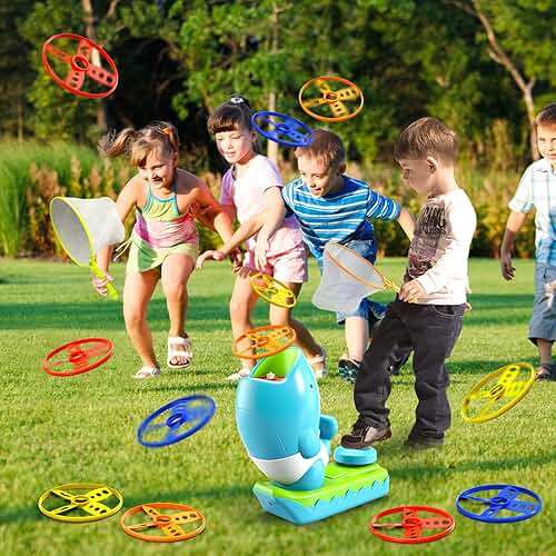 WATUDOU 12 PCS Flying Disc Launcher Outdoor Indoor Game Toys Gifts for 3 4 5 6 7 Year Old Boys Kids, Outdoor Outside Game Toys for Boys Girls Ages 3-5 4-8, Ideal 3 4 5 6 Year Old Birthday Gifts - Image 2