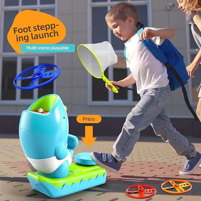 WATUDOU 12 PCS Flying Disc Launcher Outdoor Indoor Game Toys Gifts for 3 4 5 6 7 Year Old Boys Kids, Outdoor Outside Game Toys for Boys Girls Ages 3-5 4-8, Ideal 3 4 5 6 Year Old Birthday Gifts - Image 6