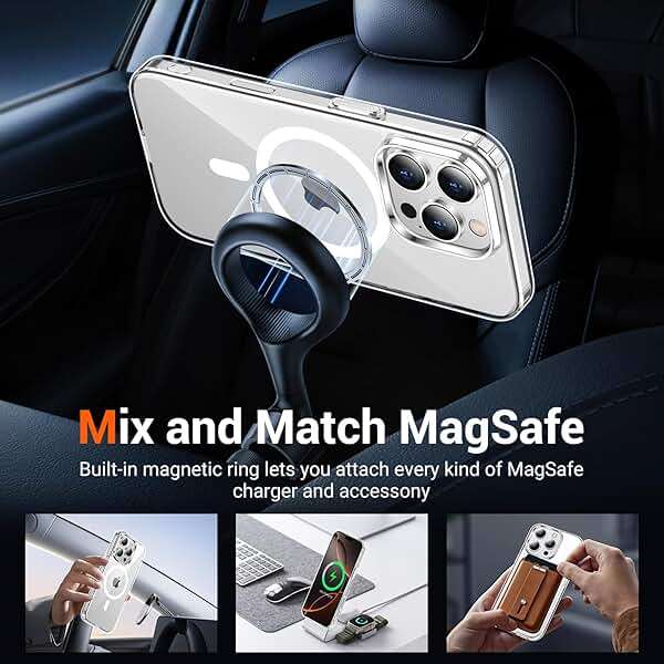 Temdan for iPhone 16 Pro Max Case Clear, Compatible with Magsafe, Anti-Yellowing, Military-Grade Protection, Shockproof Slim Magnetic Phone Case Cover, Transparent - Image 3