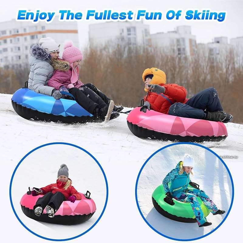 WOLKEK 3Pack Snow Tubes, Snow Sled for Kids and Adults, Cold-Resistant Inflatable Snow Tube, Thickened Heavy Duty Sleds for Winter with Handles, Snow Toys, Snow Sleds for Family Activities Outdoor Fun - Image 7