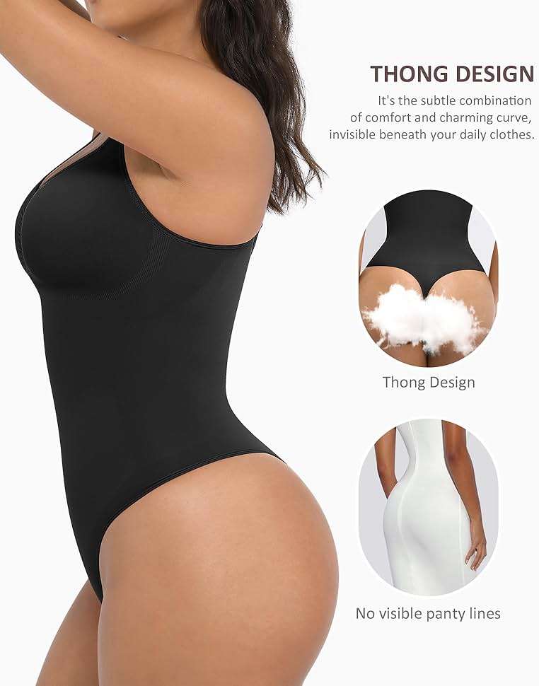 FeelinGirl Shapewear Bodysuit for Women Tummy Control Waist Bodysuit Thong Shapewear Body Shaper Going Out - Image 2