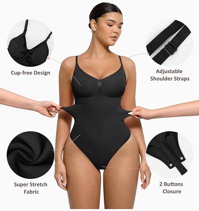 FeelinGirl Shapewear Bodysuit for Women Tummy Control Waist Bodysuit Thong Shapewear Body Shaper Going Out - Image 4