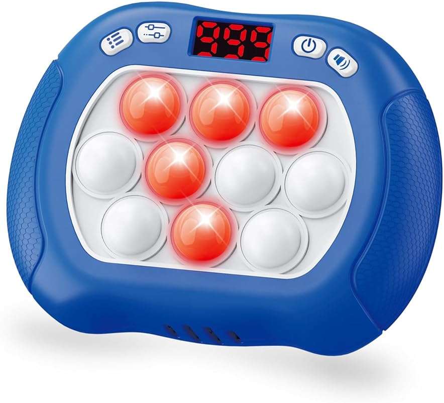 Intoypad Pop Game Light Up Fidget Toy for Kids, 6 Modes LED Screen Quick Push Games Controller Electric Fidget Popper Game Bubble Road Trip Activities Car Games Birthday Gifts Toys for Kids Boys Blue - Image 1