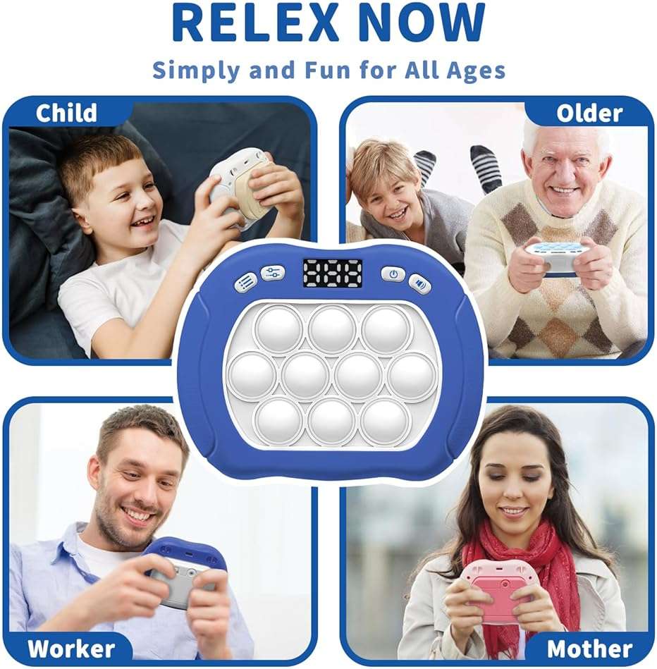 Intoypad Pop Game Light Up Fidget Toy for Kids, 6 Modes LED Screen Quick Push Games Controller Electric Fidget Popper Game Bubble Road Trip Activities Car Games Birthday Gifts Toys for Kids Boys Blue - Image 5