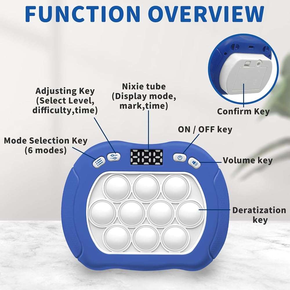 Intoypad Pop Game Light Up Fidget Toy for Kids, 6 Modes LED Screen Quick Push Games Controller Electric Fidget Popper Game Bubble Road Trip Activities Car Games Birthday Gifts Toys for Kids Boys Blue - Image 6