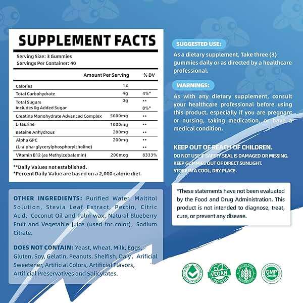 NSF Certified Creatine Gummy - Creatine Monohydrate Gummies 5000mg for Men & Women -120 Gummies Advanced Formula, Muscle Strength, Muscle Builder, Energy Boost, Pre-Workout Supplement-Blueberry - Image 3