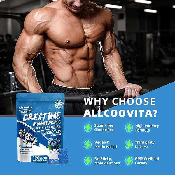 NSF Certified Creatine Gummy - Creatine Monohydrate Gummies 5000mg for Men & Women -120 Gummies Advanced Formula, Muscle Strength, Muscle Builder, Energy Boost, Pre-Workout Supplement-Blueberry - Image 8