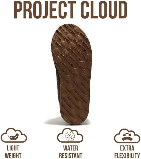 Project Cloud Mens Slippers Genuine Leather with Australian Shearling Lining & Memory Foam Insole Outdoor & House Slippers for Men - Non-Slip Fuzzy Shoes - Image 4
