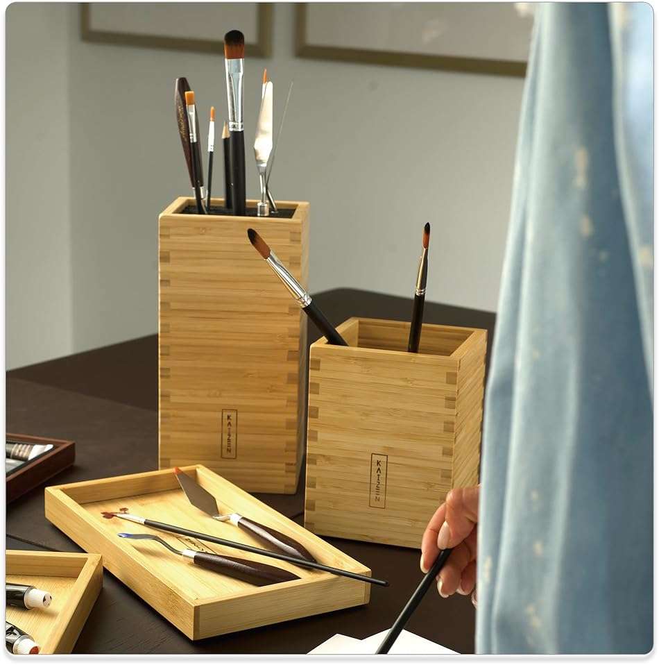 KAIZEN Bamboo Knife Block Without Knives - Perfectly Sized Universal Knife Holder for Knives, Scissors - Unique Knife Storage for Counter Top with Anti-Slip Base (Natural) - Image 6