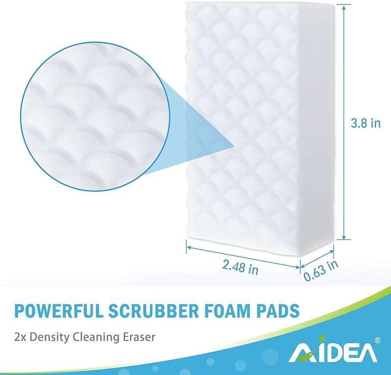 AIDEA Magic Sponges Cleaning Eraser, 2X Density Stronger Sponge for Household, Powerful Scrubber Foam Pads, Multi-Surface Cleaning Supplies for Kitchen, Furniture, Bathroom, Sink, Wall, 48 Pads - Image 2