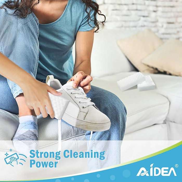 AIDEA Magic Sponges Cleaning Eraser, 2X Density Stronger Sponge for Household, Powerful Scrubber Foam Pads, Multi-Surface Cleaning Supplies for Kitchen, Furniture, Bathroom, Sink, Wall, 48 Pads - Image 5