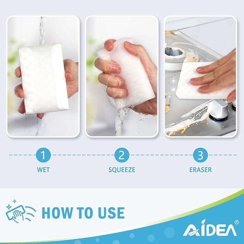 AIDEA Magic Sponges Cleaning Eraser, 2X Density Stronger Sponge for Household, Powerful Scrubber Foam Pads, Multi-Surface Cleaning Supplies for Kitchen, Furniture, Bathroom, Sink, Wall, 48 Pads - Image 6