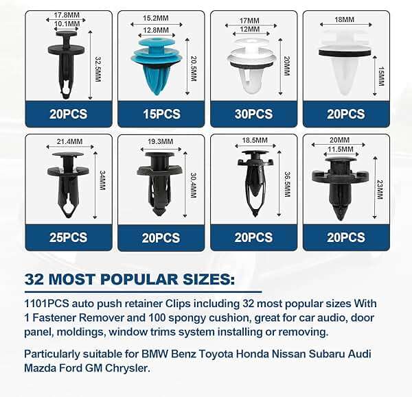 1101PCS Car Door Trim Panel Clips Kit, Car Retainer Clips Auto Push Pin Rivets Set - 32 Most Popular Sizes and 1 Pcs Fastener Remover Remover for GM Ford Mazda Chrysler Benz Subaru Toyota Honda - Image 4